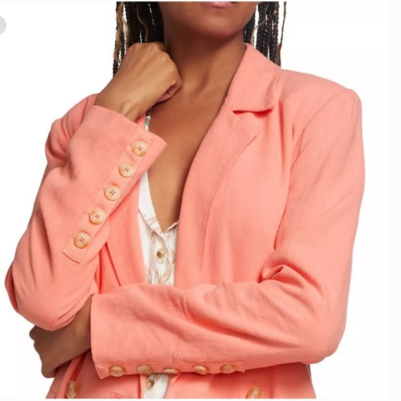 Free People Women's Olivia Linen Blend Blazer XL Host Pick - Picture 2 of 14